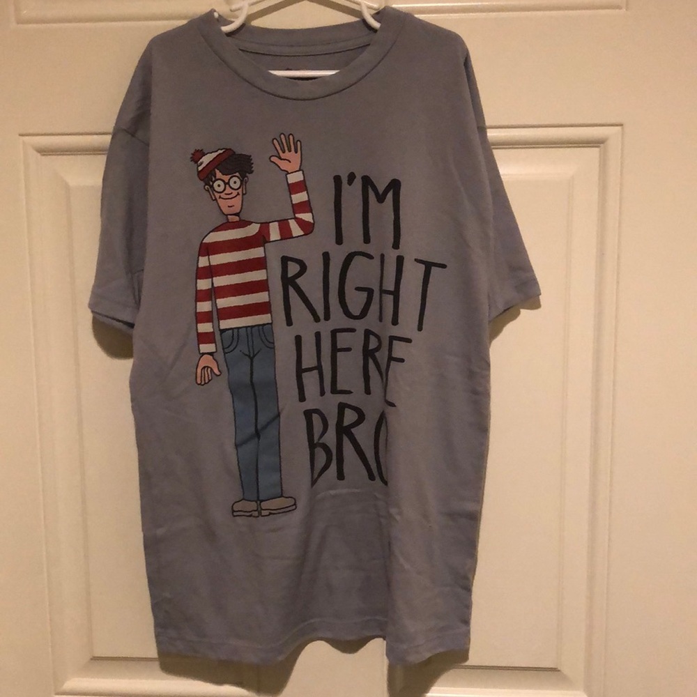 Where’s Waldo logo Grey shirt sleeve T-shirt